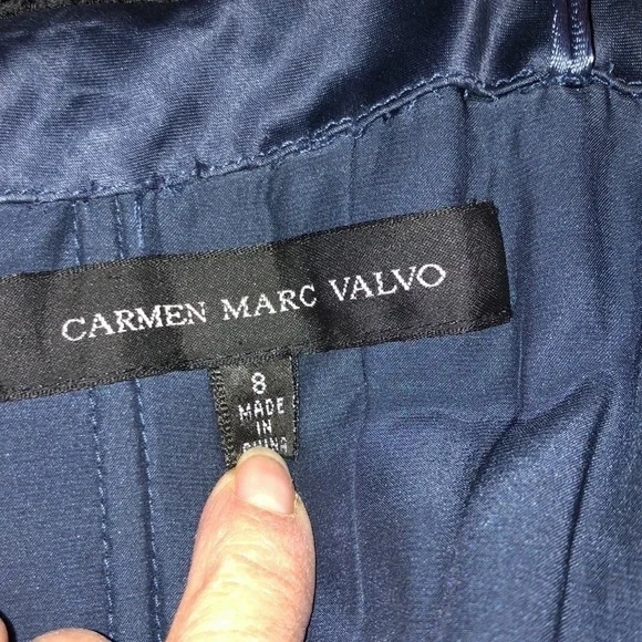 Carmen Marc Valvo Strapless Navy and Black Bandage Special Occassion Dress S/8 - Picture 11 of 16